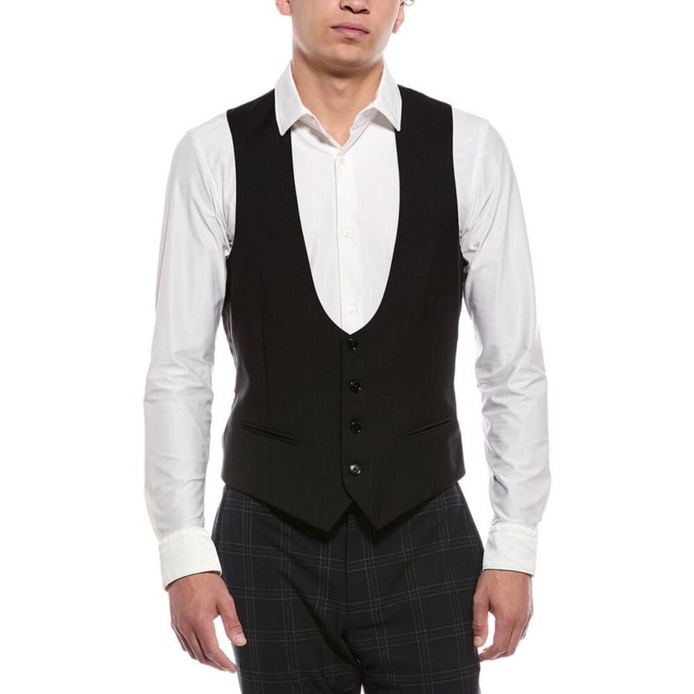 Blk Dnm Mens Wool & Mohair-Blend Vest, Black